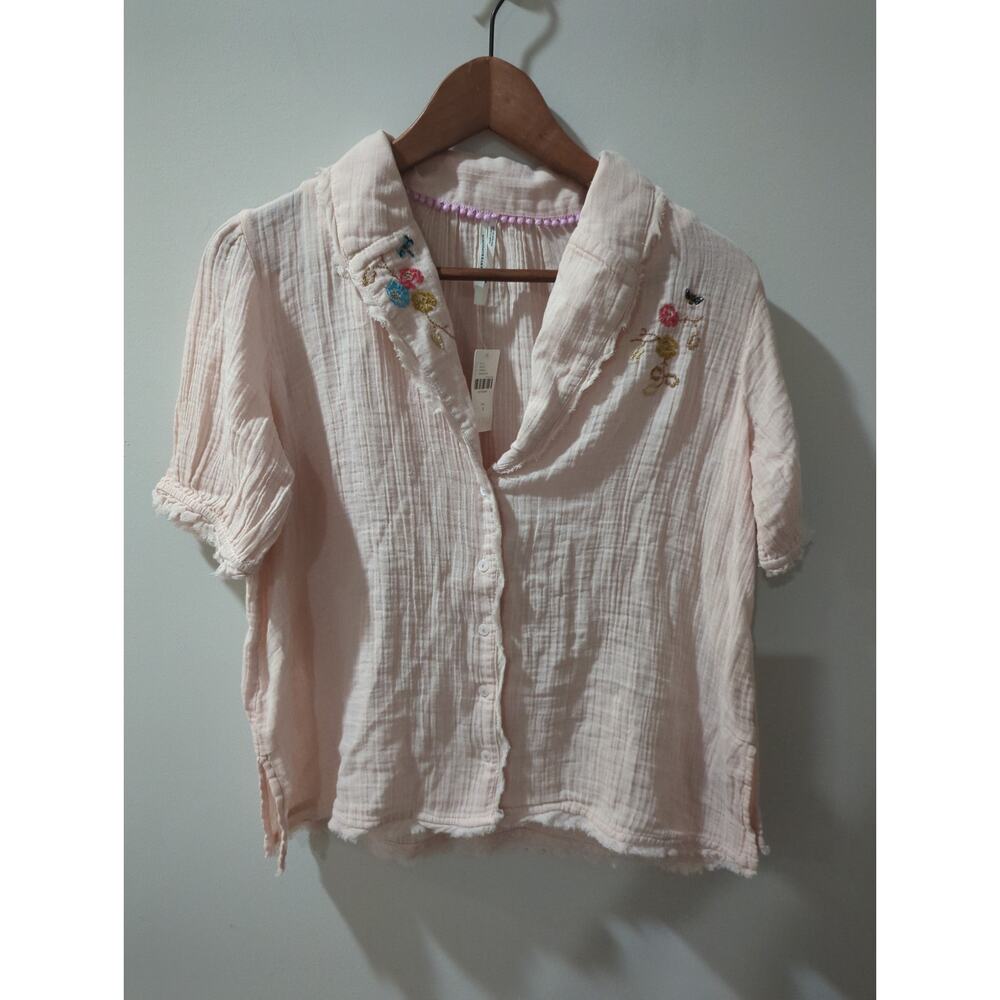 Anthropologie Romilly Gauze Embroidered Button Down Shirt NWT - Picture 4 of 7
